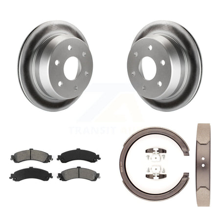 Rear Disc Coated Rotors Semi-Metallic Pads Parking Shoes Kit For Chevrolet Suburban 1500 KGS-103072