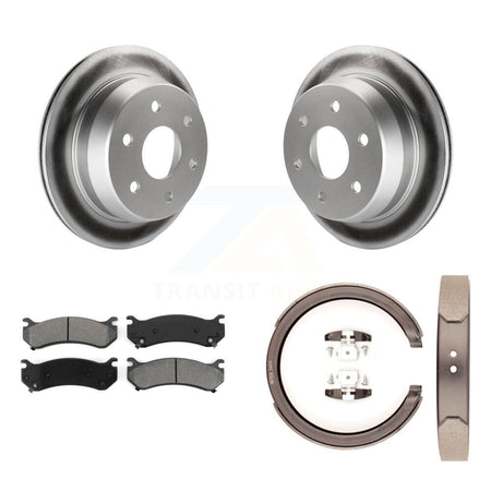 Rear Disc Coated Rotors Semi-Metallic Pads Parking Shoes Kit For Chevrolet Suburban 2500 KGS-103074
