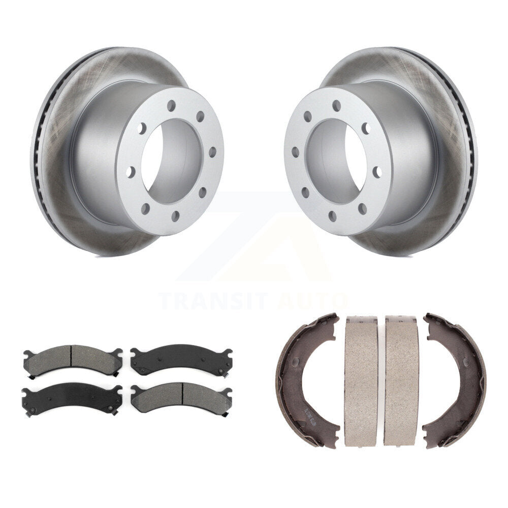 Rear Disc Coated Rotors Semi-Metallic Pads Parking Shoes Kit For Chevrolet GMC Silverado KGS-103080