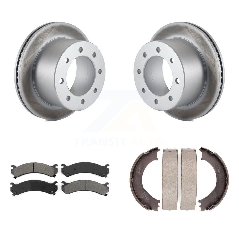 Rear Disc Coated Rotors Semi-Metallic Pads Parking Shoes Kit For Chevrolet GMC Silverado KGS-103080