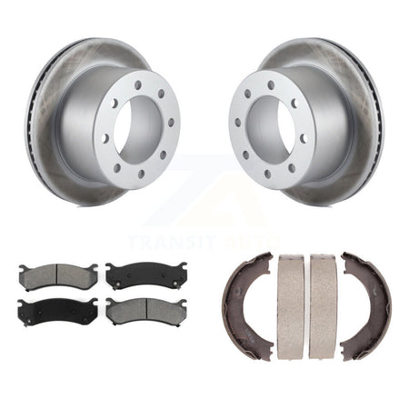 Rear Disc Coated Rotors Semi-Metallic Pads Parking Shoes Kit For GMC Sierra 3500 Classic KGS-103081