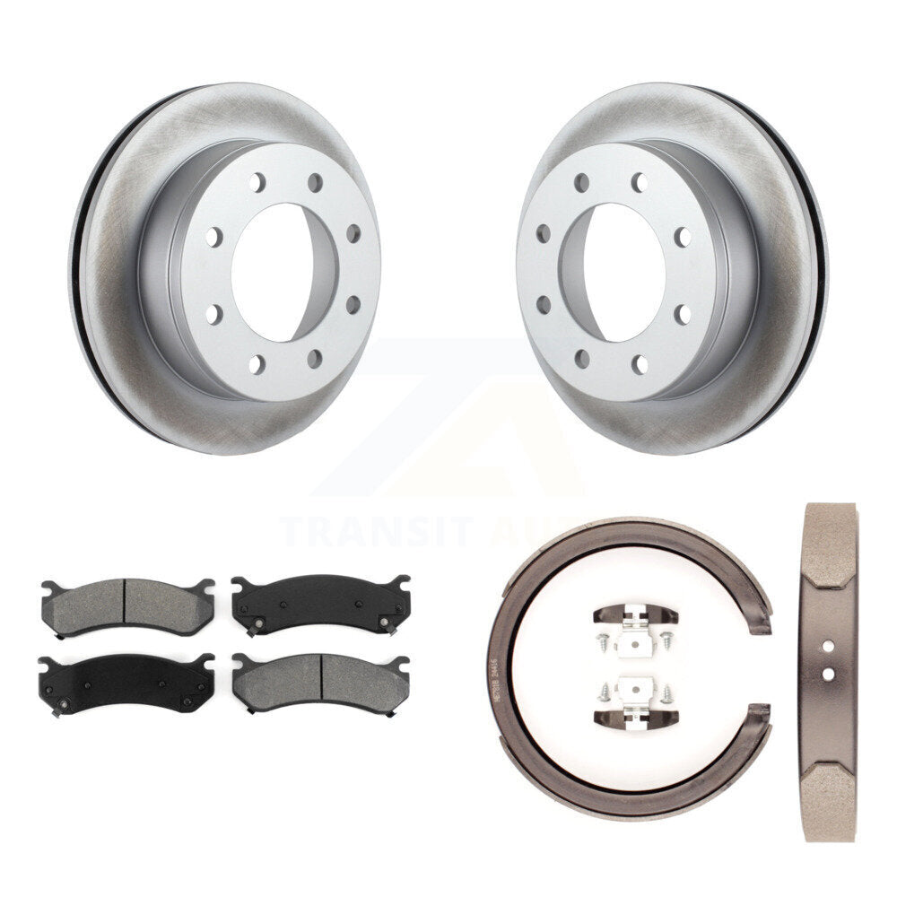Rear Disc Coated Rotors Semi-Metallic Pads Parking Shoes Kit For GMC Chevrolet Silverado KGS-103083