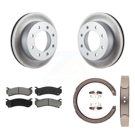 Rear Disc Coated Rotors Semi-Metallic Pads Parking Shoes Kit For GMC Chevrolet Silverado KGS-103083