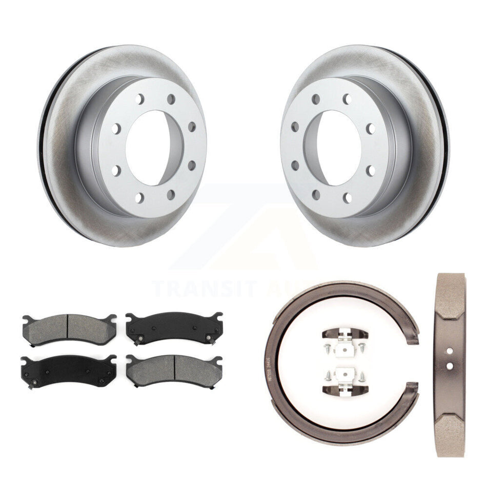 Rear Disc Coated Rotors Semi-Metallic Pads Parking Shoes Kit For GMC Chevrolet Silverado KGS-103083