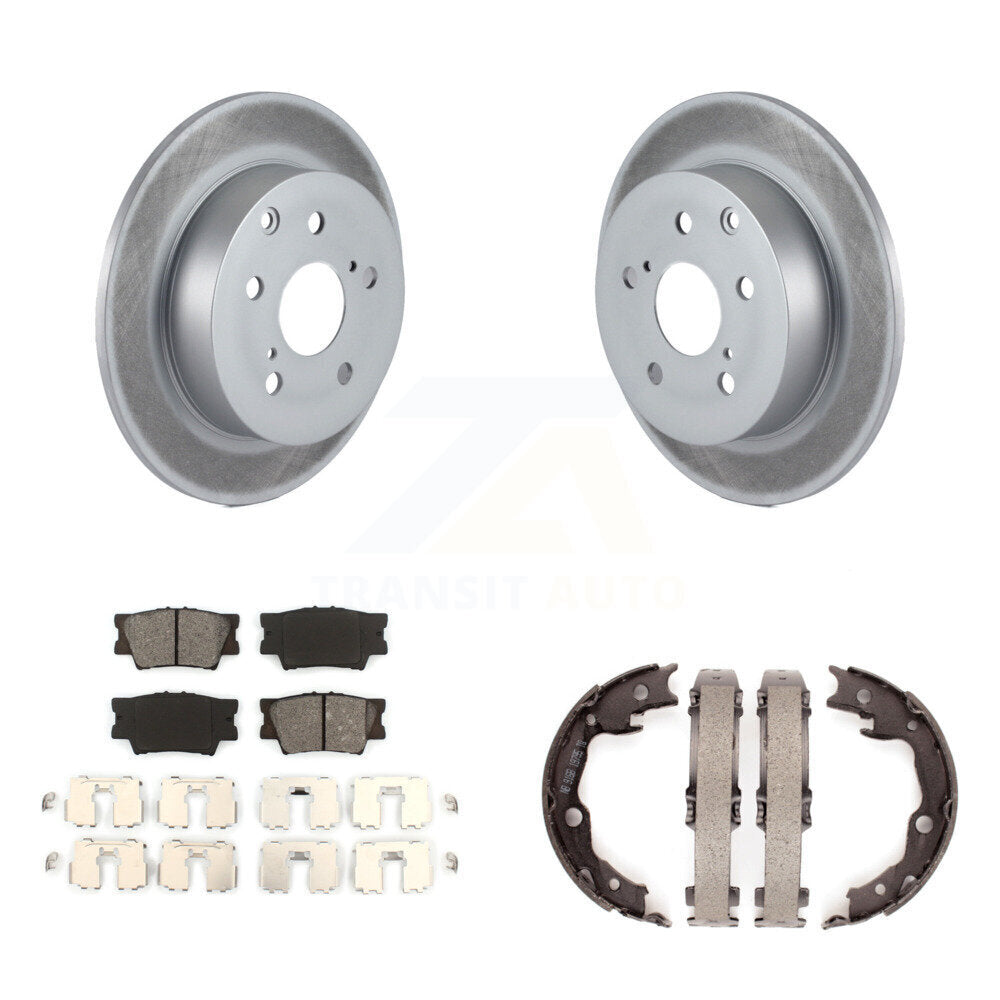 Rear Disc Coated Rotors Semi-Metallic Pads & Parking Shoes Kit For Toyota Matrix Pontiac KGS-103093