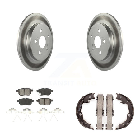 Rear Disc Coated Rotors Semi-Metallic Pads & Parking Shoes Kit For Toyota Matrix Pontiac KGS-103094