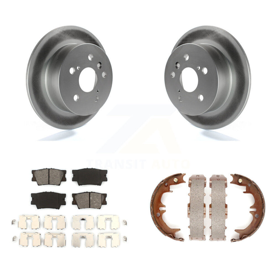 Rear Disc Coated Rotors Semi-Metallic Pads Parking Shoes Kit For Toyota Camry Lexus ES350 KGS-103098