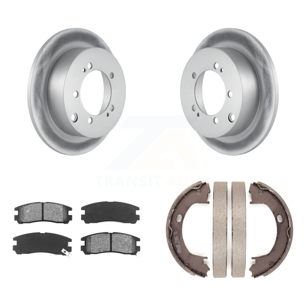 Rear Disc Coated Rotors Semi-Metallic Pads Parking Shoes Kit For Mitsubishi Eclipse Dodge KGS-103109
