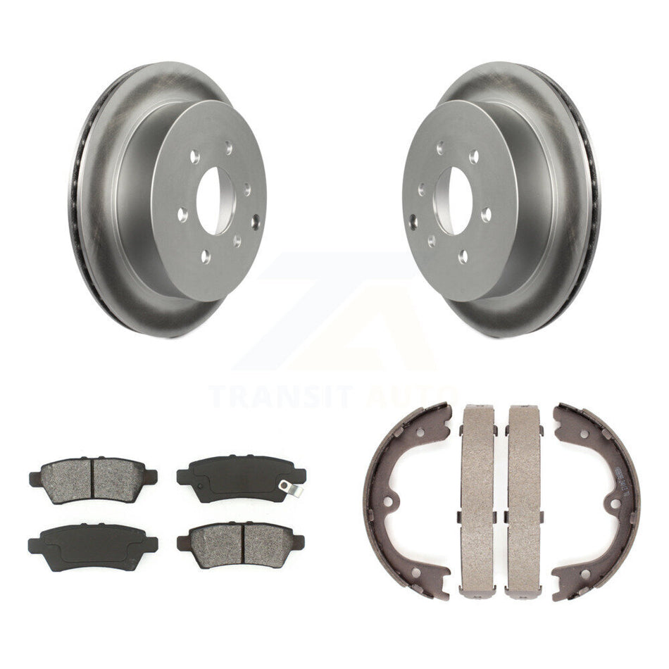 Rear Disc Coated Rotors Semi-Metallic Pads Parking Shoes Kit For 2006-2007 Nissan Xterra KGS-103111