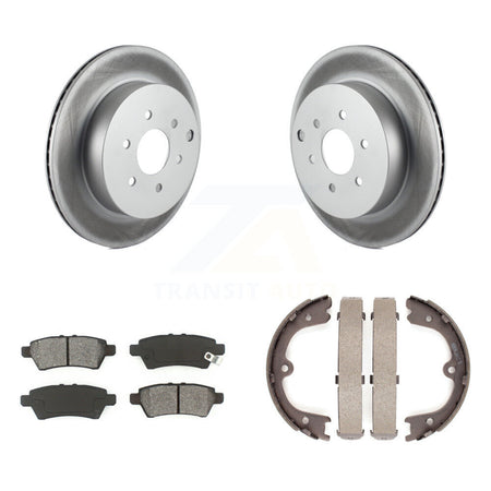 Rear Disc Coated Rotors Semi-Metallic Pads Parking Shoes Kit For 05-12 Nissan Pathfinder KGS-103119