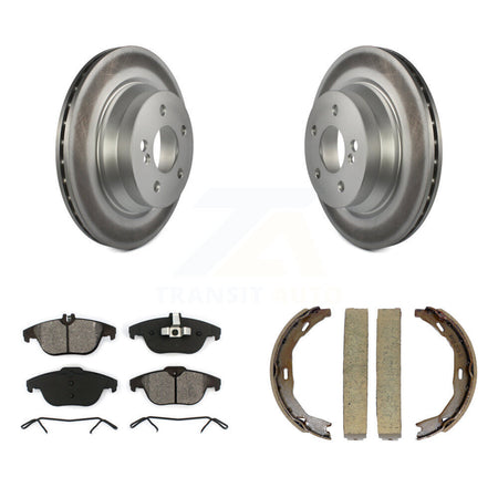 Rear Disc Coated Rotors Semi-Metallic Pads Parking Shoes Kit For Mercedes-Benz E350 E400 KGS-103126