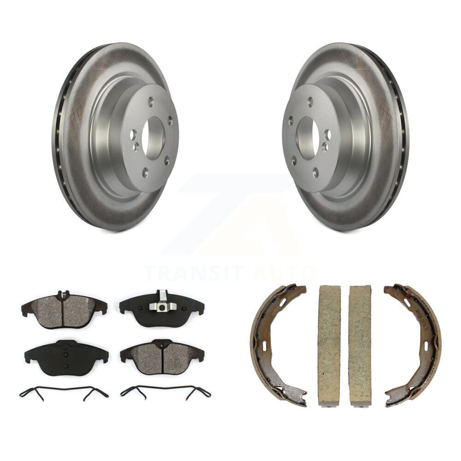 Rear Disc Coated Rotors Semi-Metallic Pads Parking Shoes Kit For Mercedes-Benz E350 E400 KGS-103126