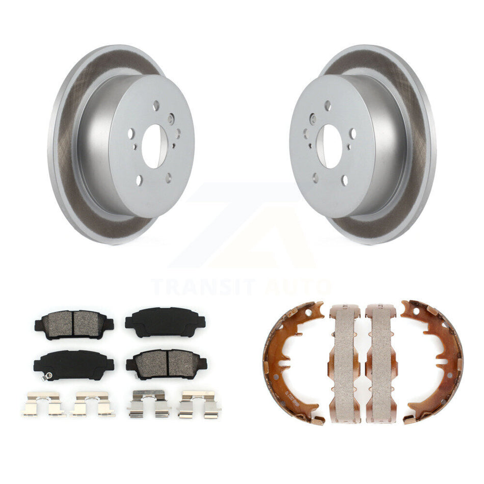 Rear Disc Coated Rotors Semi-Metallic Pads Parking Shoes Kit For 2004-2010 Toyota Sienna KGS-103128