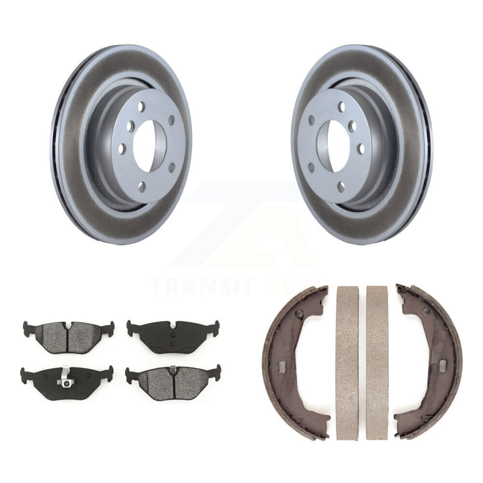 Rear Disc Coated Rotors Semi-Metallic Pads And Parking Shoes Kit For BMW 325i 325Ci 323Ci KGS-103129