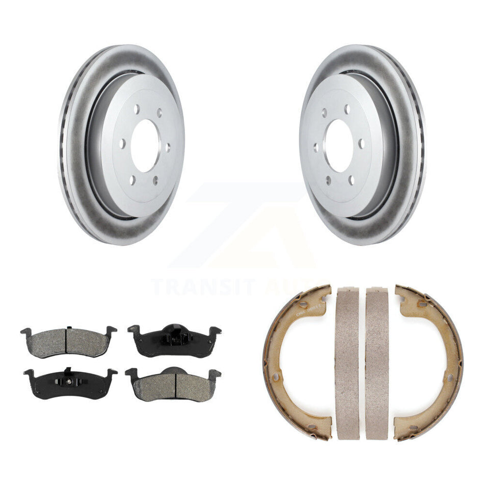 Rear Disc Coated Rotors Semi-Metallic Pads Parking Shoes Kit For Ford Expedition Lincoln KGS-103131