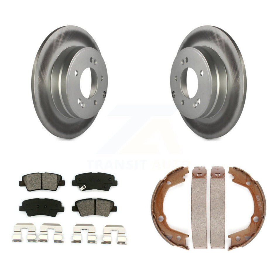 Rear Disc Coated Rotors Semi-Metallic Pads And Parking Shoes Kit For Hyundai Sonata 3.3L KGS-103138