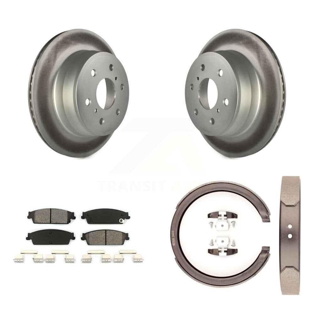 Rear Disc Coated Rotors Semi-Metallic Pads Parking Shoes Kit For Chevrolet GMC Sierra XL KGS-103139