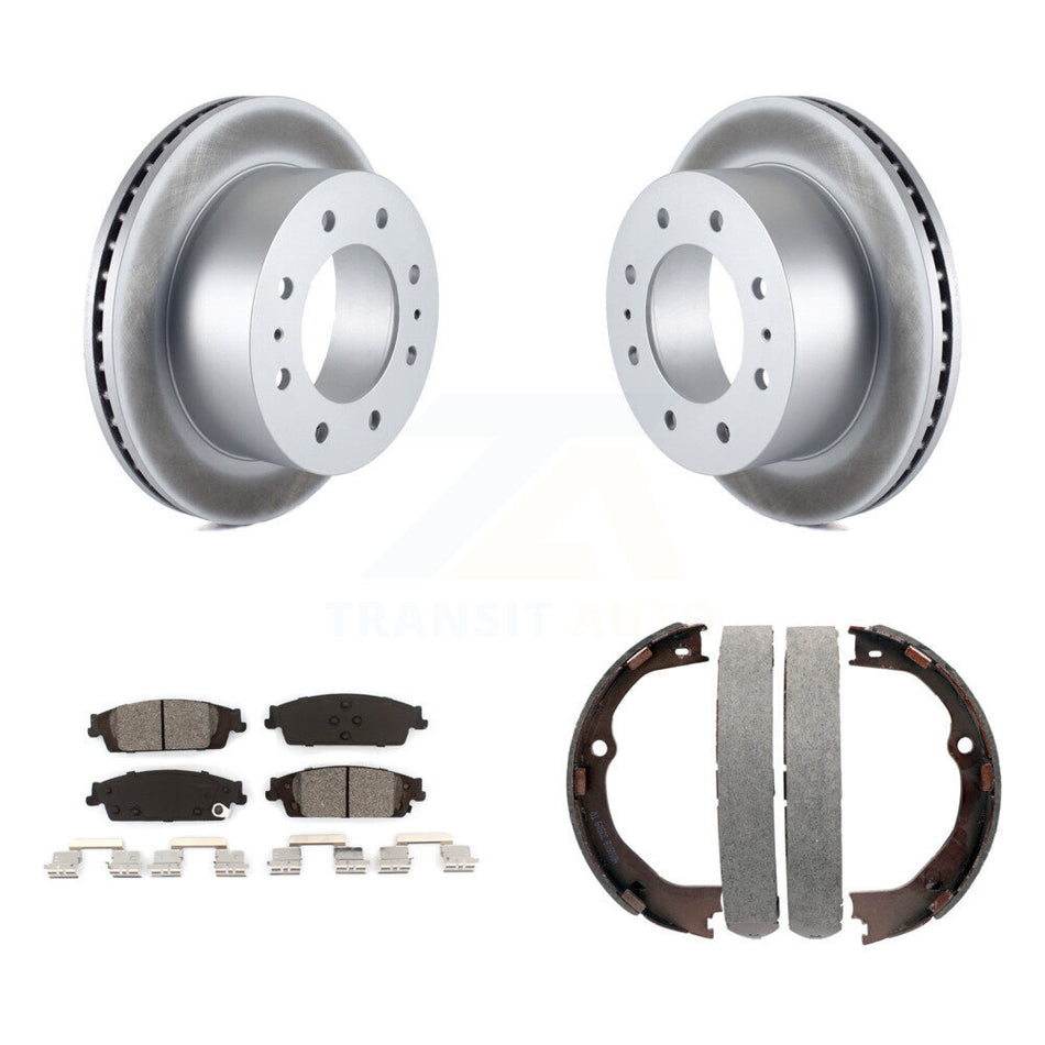 Rear Disc Coated Rotors Semi-Metallic Pads Parking Brake Shoes Kit For Chevrolet Suburban KGS-103140
