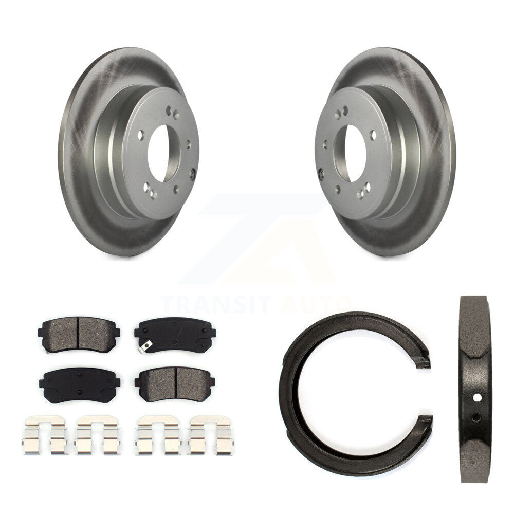 Rear Disc Coated Rotors Semi-Metallic Pads & Parking Shoes Kit For Hyundai Tucson Sonata KGS-103148