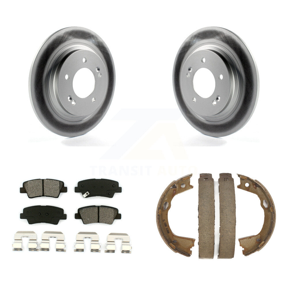 Rear Disc Coated Rotors Semi-Metallic Pads And Parking Shoes Kit For Hyundai Sonata Azera KGS-103149