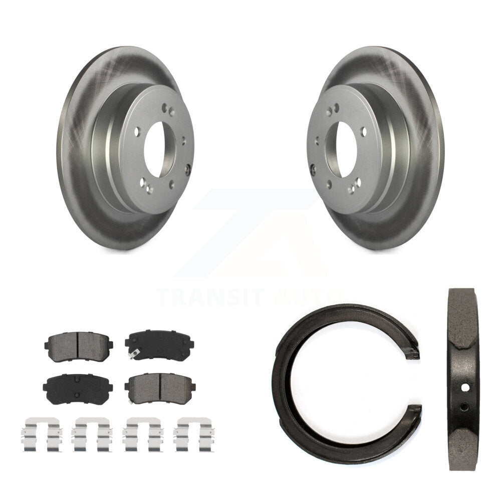 Rear Disc Coated Rotors Semi-Metallic Pads And Parking Brake Shoes Kit For Kia Optima KGS-103150