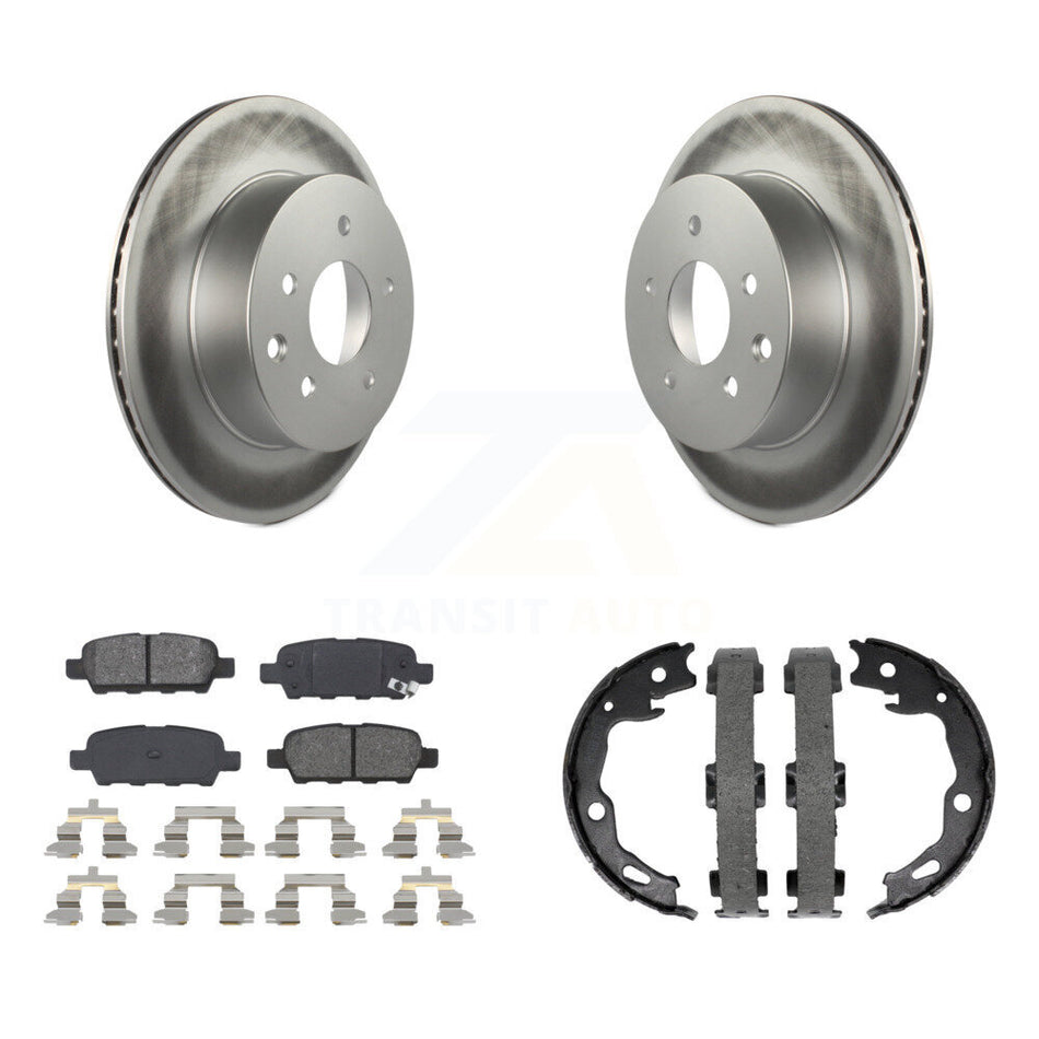 Rear Disc Coated Rotors Semi-Metallic Pads Parking Brake Shoes Kit For Nissan Rogue Sport KGS-103159