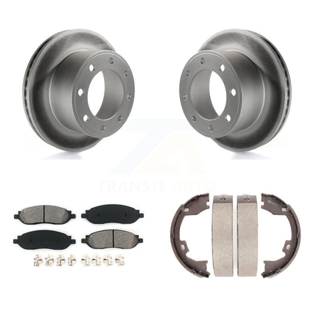 Rear Disc Coated Rotors Semi-Metallic Pads & Parking Shoes Kit For Ford F-350 Super Duty KGS-103164