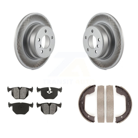 Rear Disc Coated Rotors Semi-Metallic Pads And Parking Brake Shoes Kit For BMW X5 KGS-103169