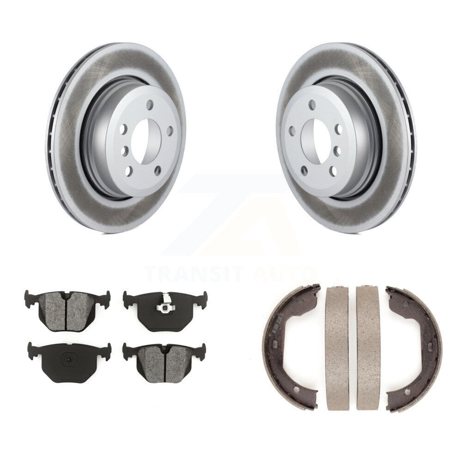 Rear Disc Coated Rotors Semi-Metallic Pads & Parking Brake Shoes Kit For 2004-2010 BMW X3 KGS-103173