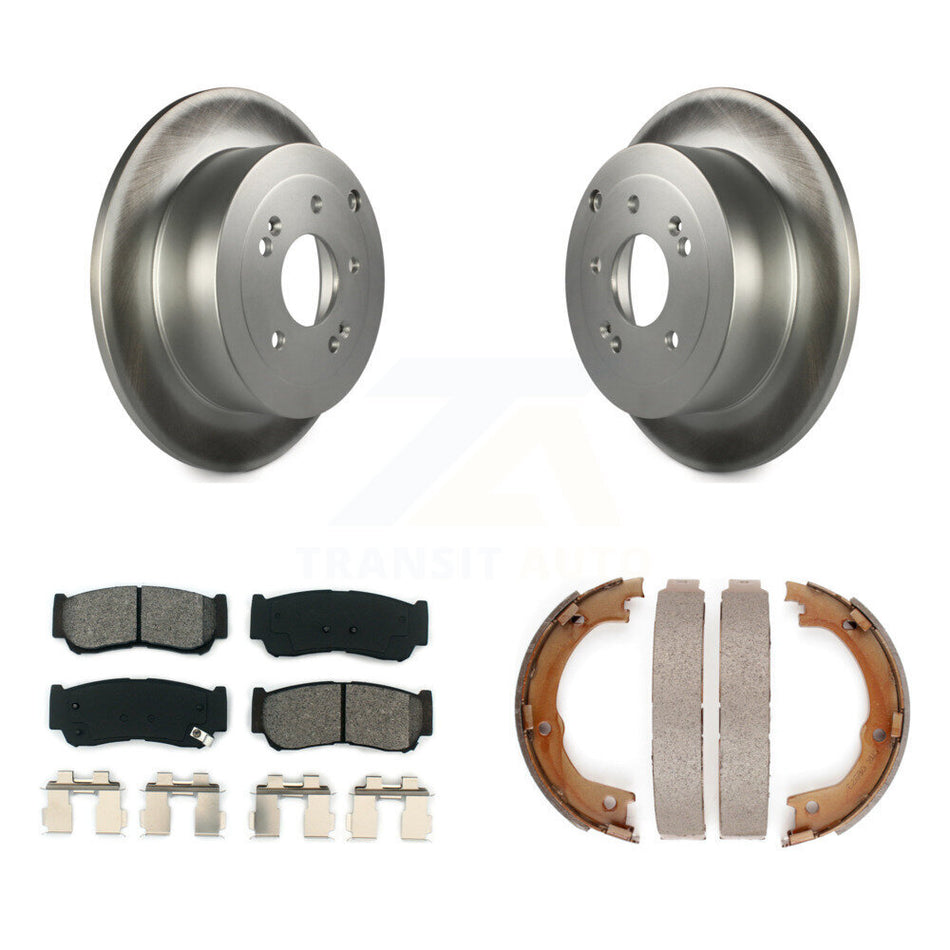 Rear Disc Coated Rotors Semi-Metallic Pads & Parking Shoes Kit For 07-09 Hyundai Santa Fe KGS-103175
