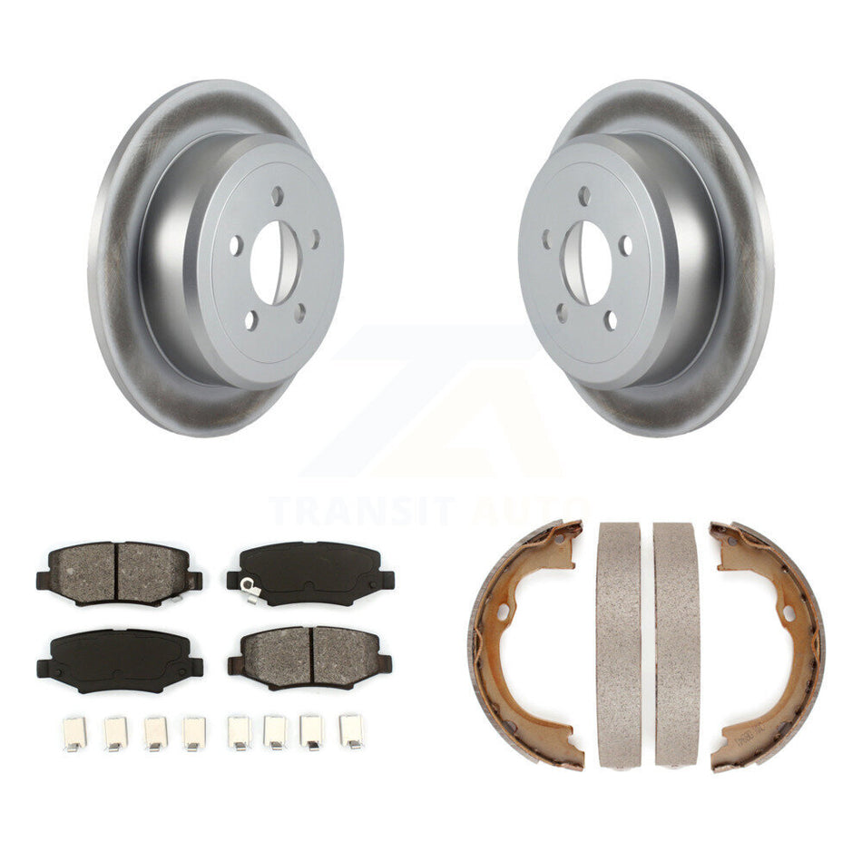 Rear Disc Coated Rotors Semi-Metallic Pads Parking Shoes Kit For Jeep Liberty Dodge Nitro KGS-103178