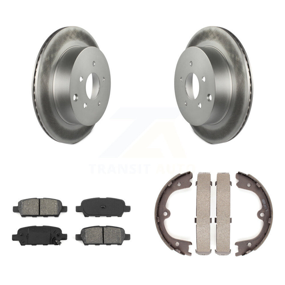 Rear Disc Coated Rotors Semi-Metallic Pads & Parking Shoes Kit For Nissan Murano INFINITI KGS-103181
