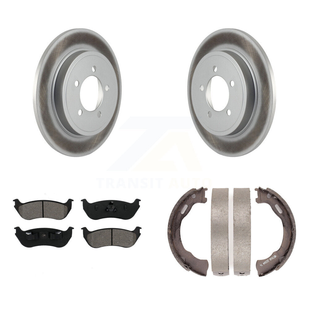 Rear Disc Coated Rotors Semi-Metallic Pads & Parking Shoes Kit For Ford Explorer Mercury KGS-103187