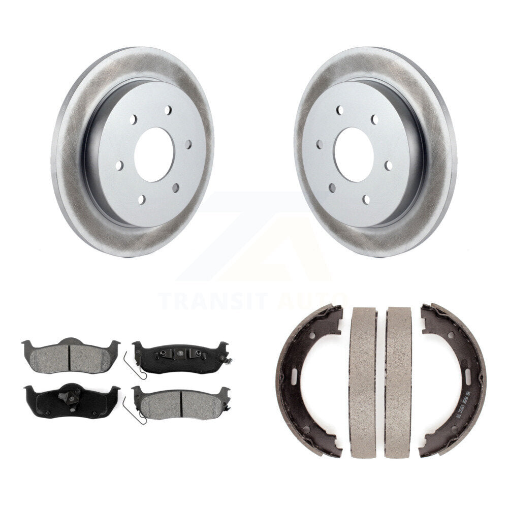 Rear Disc Coated Rotors Semi-Metallic Pads Parking Shoes Kit For Nissan TITAN Armada QX56 KGS-103202