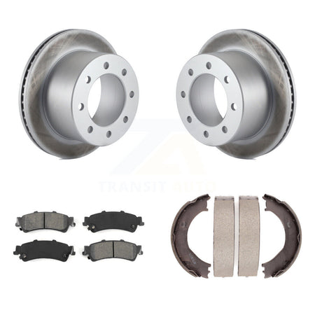 Rear Disc Coated Rotors Semi-Metallic Pads And Parking Shoes Kit For 2001 GMC Sierra 3500 KGS-103203