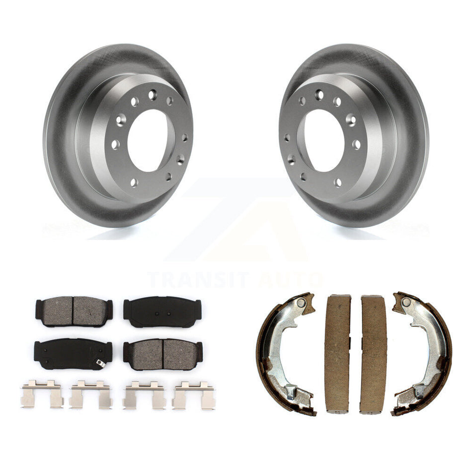 Rear Disc Coated Rotors Semi-Metallic Pads & Parking Shoes Kit For Hyundai Entourage Kia KGS-103205