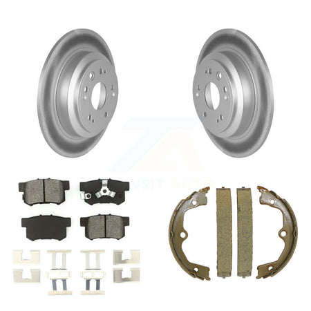 Rear Disc Coated Rotors Semi-Metallic Pads & Parking Shoes Kit For Honda Accord Crosstour KGS-103211