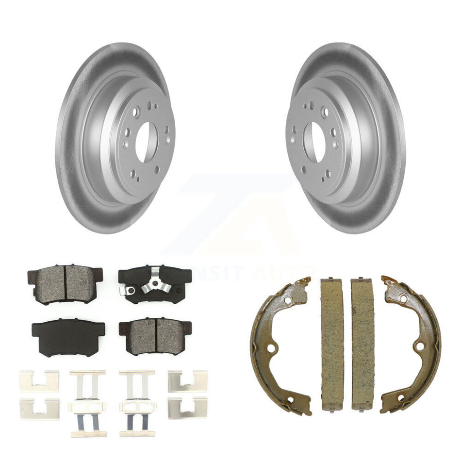 Rear Disc Coated Rotors Semi-Metallic Pads & Parking Shoes Kit For Honda Accord Crosstour KGS-103211