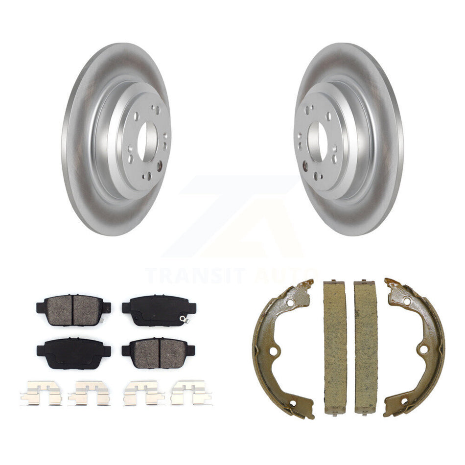 Rear Disc Coated Rotors Semi-Metallic Pads Parking Brake Shoes Kit For 2009-2014 Acura TL KGS-103216