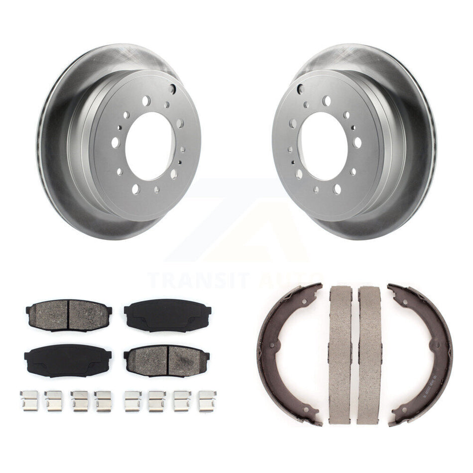 Rear Disc Coated Rotors Semi-Metallic Pads & Parking Shoes Kit For Toyota Tundra Sequoia KGS-103231