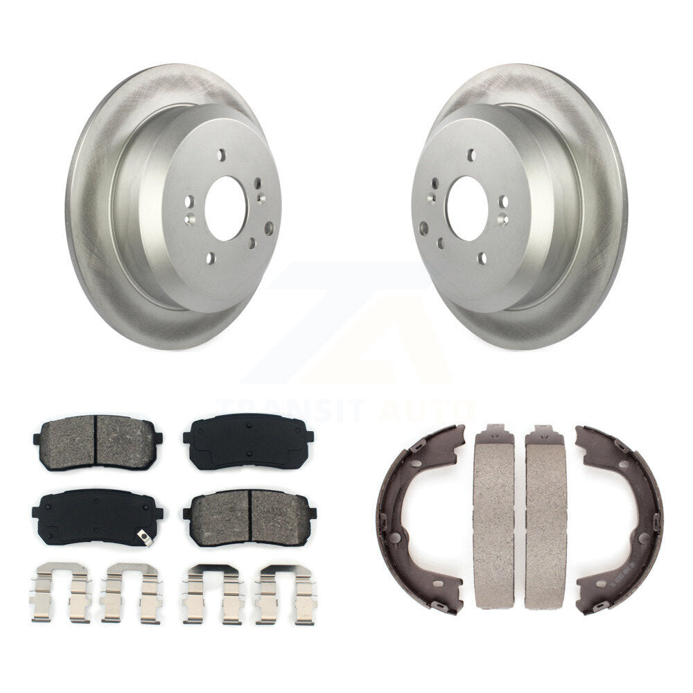 Rear Disc Coated Rotors Semi-Metallic Pads & Parking Shoes Kit For 07-12 Hyundai Veracruz KGS-103232
