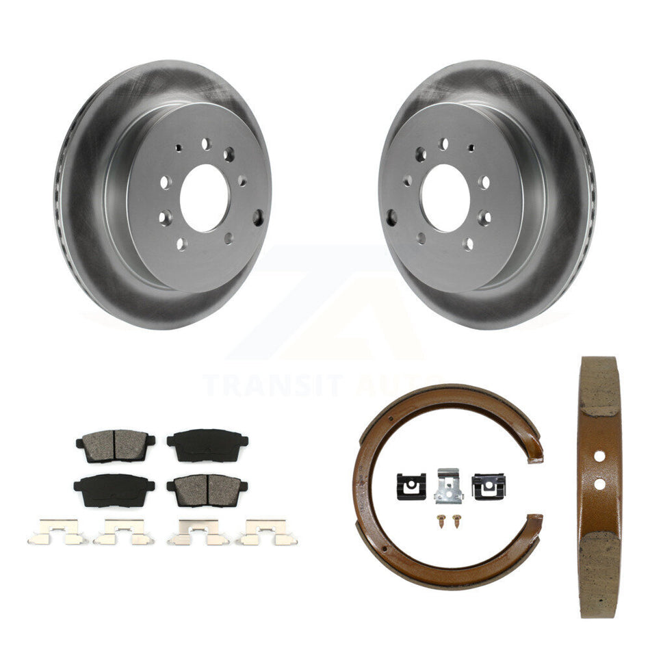 Rear Disc Coated Rotors Semi-Metallic Pads Parking Shoes Kit For Ford Edge Mazda CX-7 MKX KGS-103234