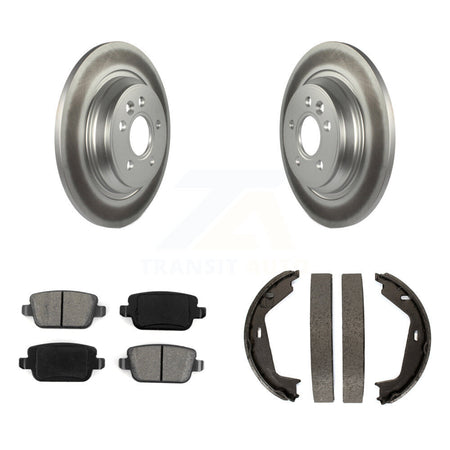 Rear Disc Coated Rotors Semi-Metallic Pads Parking Shoes Kit For 2008-2009 Volvo S80 FWD KGS-103238