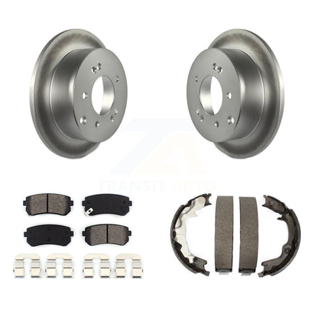 Rear Disc Coated Rotors Semi-Metallic Pads Parking Shoes Kit For 2010-2013 Kia Forte Koup KGS-103247