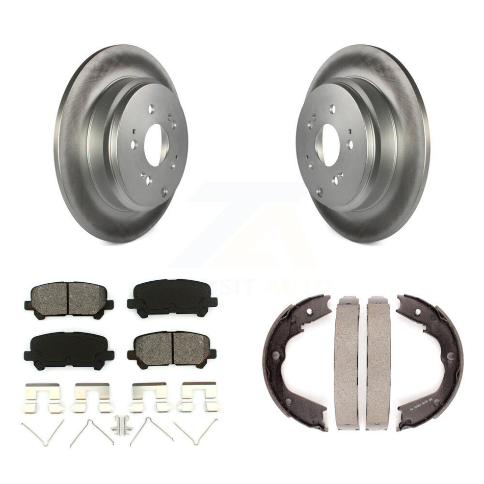 Rear Disc Coated Rotors Semi-Metallic Pads & Parking Shoes Kit For Honda Pilot Acura MDX KGS-103251