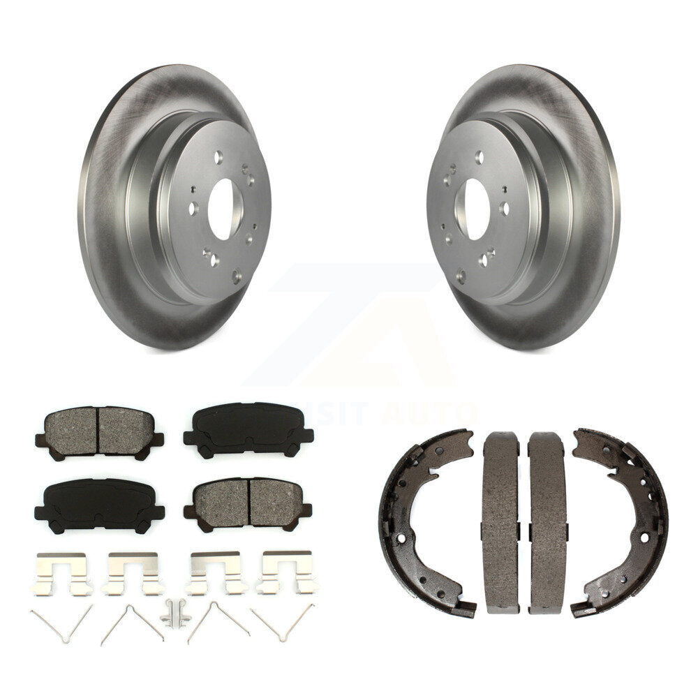 Rear Disc Coated Rotors Semi-Metallic Pads Parking Shoes Kit For 2011-2017 Honda Odyssey KGS-103252