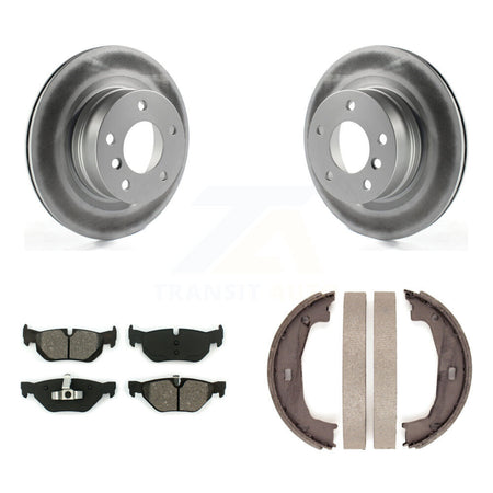 Rear Disc Coated Rotors Semi-Metallic Pads Parking Brake Shoes Kit For 2008-2013 BMW 128i KGS-103253
