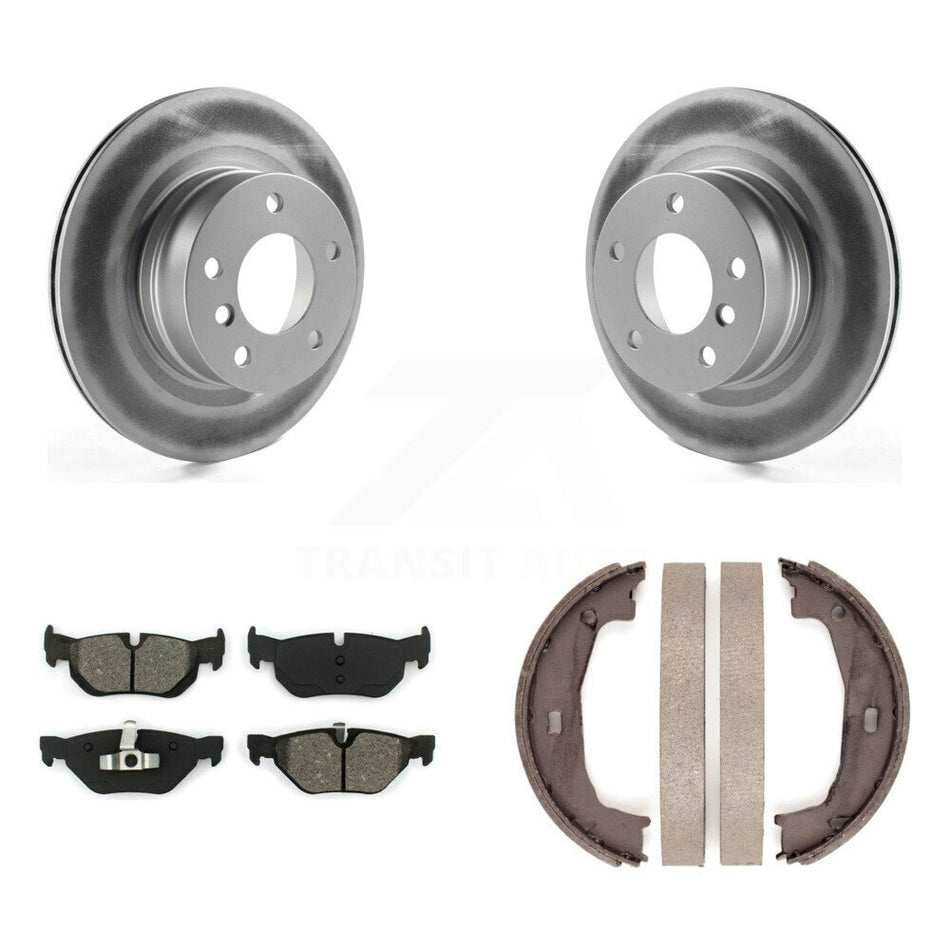 Rear Disc Coated Rotors Semi-Metallic Pads Parking Brake Shoes Kit For 2008-2013 BMW 128i KGS-103253