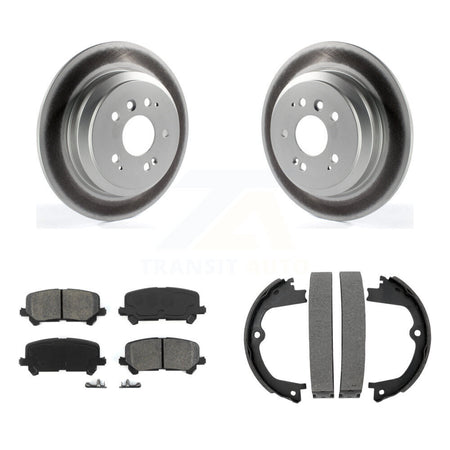 Rear Disc Coated Rotors Semi-Metallic Pads & Parking Shoes Kit For Honda Pilot Ridgeline KGS-103258