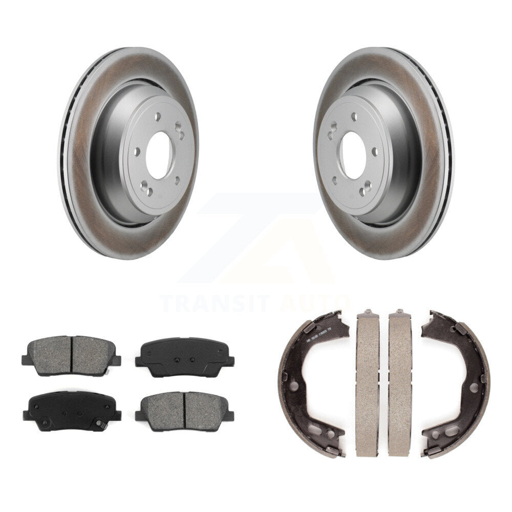 Rear Disc Coated Rotors Semi-Metallic Pads Parking Shoes Kit For 2011-2013 Hyundai Equus KGS-103259